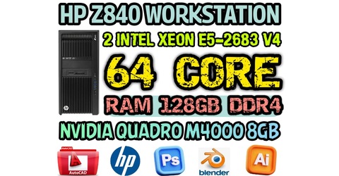 128GB RAM DDR4 HP Z840 WORKSTATION 64 CORE DUAL INTEL XEON E5-2683 V4 NVIDIA QUADRO M4000 8GB DDR5