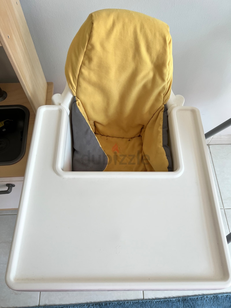 LANGUR Padded seat cover for high chair, yellow - IKEA