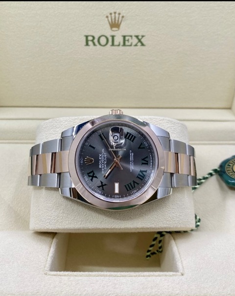 2023 Rolex Datejust 41 Wimbeldon Dial 126301-0015 Oyster Smooth Bezel Everose Rose Gold Two Tone