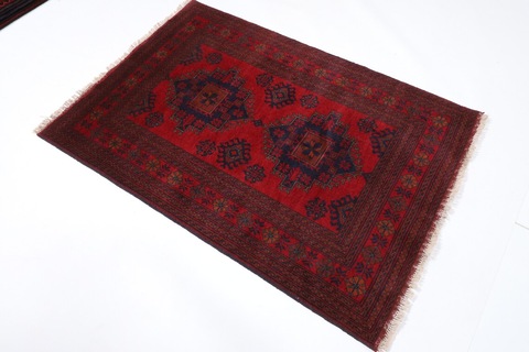 103 x 149 cm | New red area bokhara rug | Afghan handmade carpet