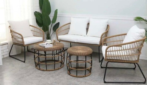 4 Seater Rattan Garden Sofa Set with 2 tables