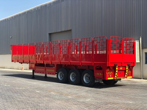 NEW 3 AXLE FLAT BED TRAILER WITH SIDE GRILL