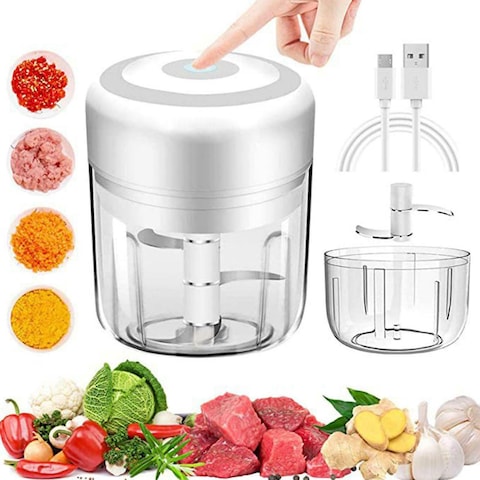 USB rechargeable electric garlic grinder double cup