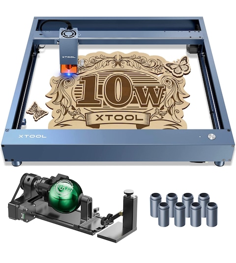 xTool D1 Pro Upgraded Laser Engraver with Rotary RA2 Pro, 10W Output Power DIY Laser Cutter, 60W Hig
