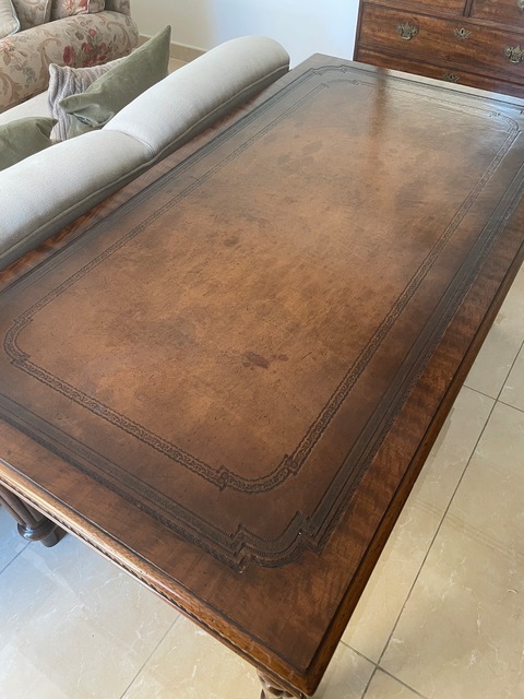 Mahogany leather topped desk