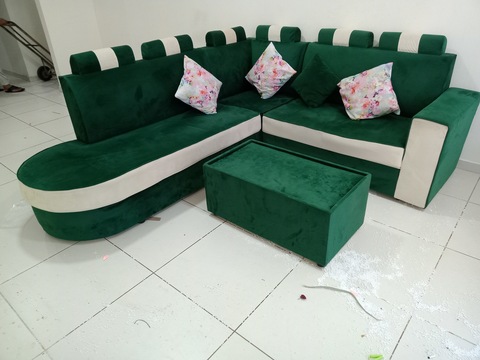 Beautiful l shape sofa with center table very good condition for sale