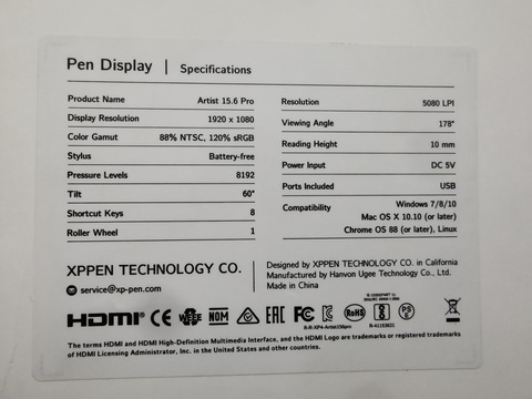 Xp-pen artist 15.6 pro drawing pen display graphics monitor full laminated technology drawing.
