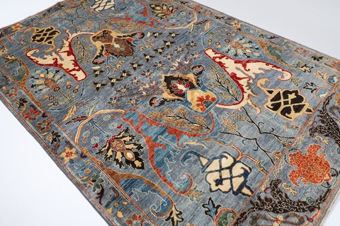 186 x 274 cm | 6.2 x 9 ft | New handmade bluish grey area rug | Afghan handmade carpet