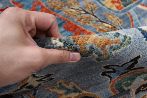 186 x 274 cm | 6.2 x 9 ft | New handmade bluish grey area rug | Afghan handmade carpet