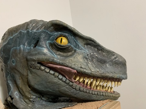 Velociraptor wearable mask, blue Jurassic park