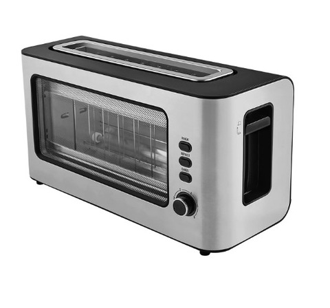 UK BRAND GEORGE HOME Stainless Steel Glass Fronted 2-Slice Toaster