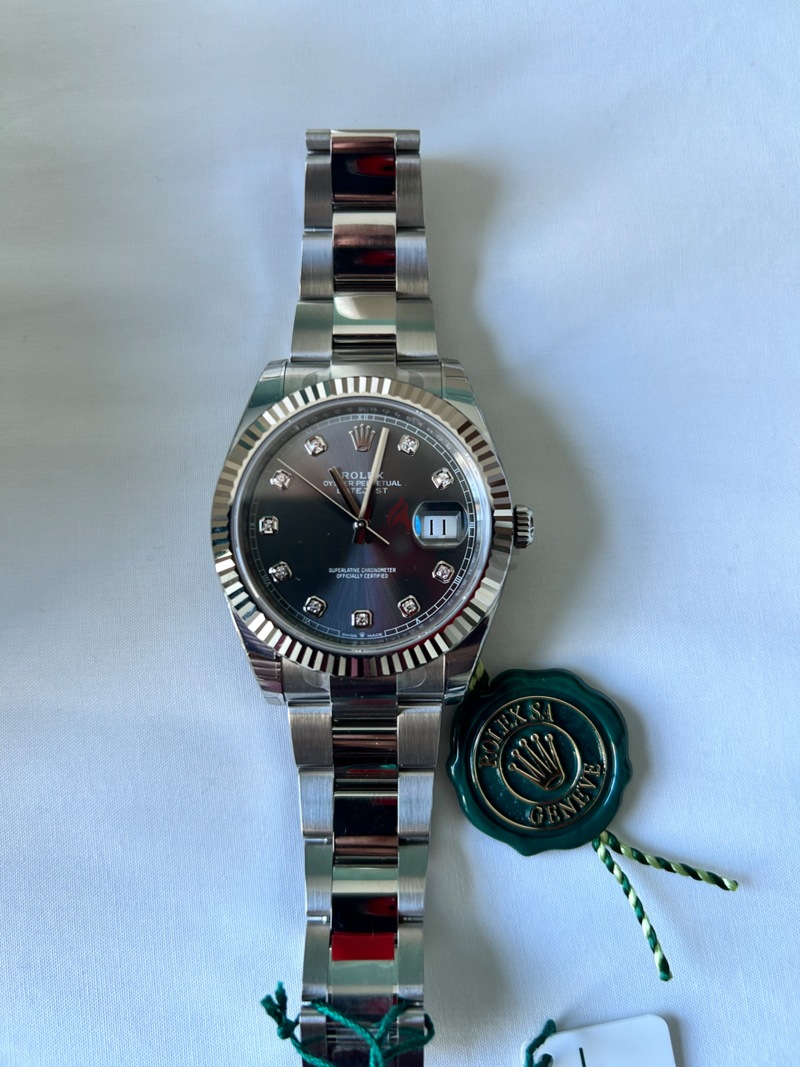 Rolex Datejust 41mm Steel and White Gold Slate Diamond Dial-3