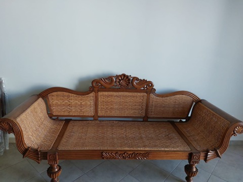 Dutch Colonial Solid  Satinwood Caned Sofa