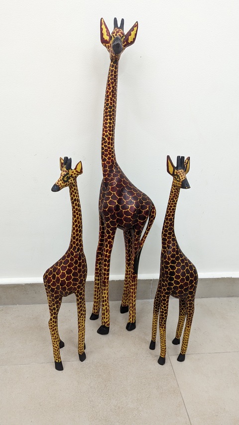 Giraffe Hand Carved Wooden Decor, Handmade Art