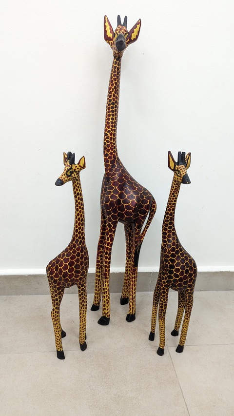 Giraffe Hand Carved Wooden Decor, Handmade Art