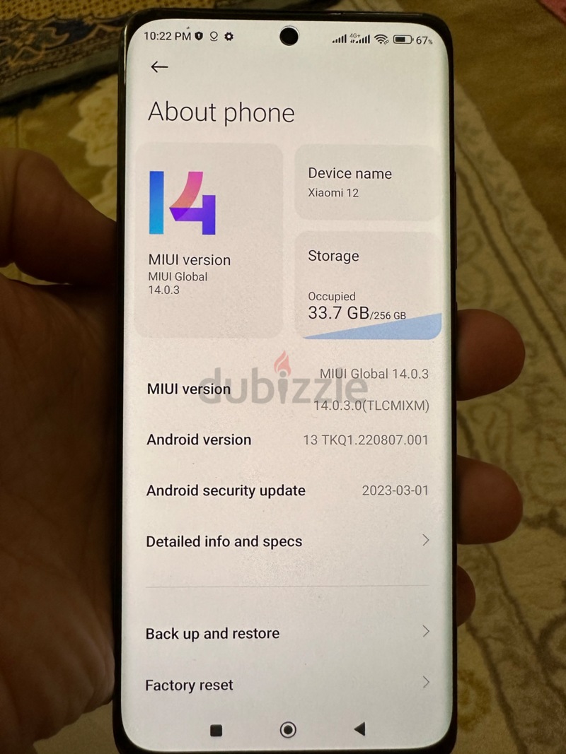 Xiaomi Mi 12 ( 256gb 8+3 gb ram) | dubizzle