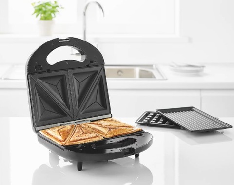 UK BRAND GEORGE HOME Black 3 in 1 Sandwich Toaster