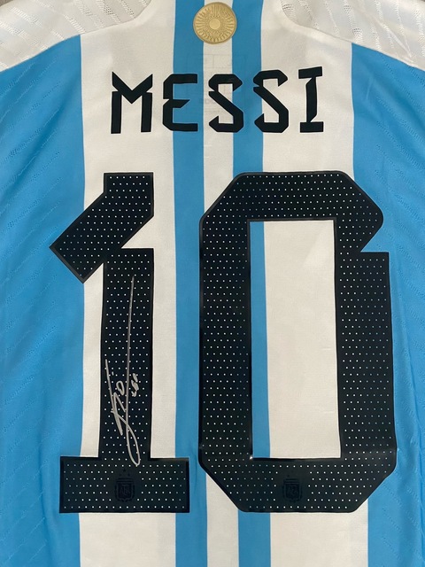 Messi Signed Jersey 3 Stars Fifa World Cup Champions