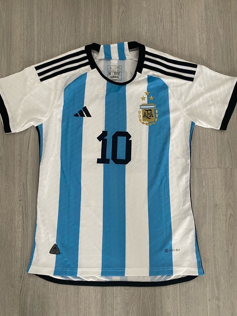 Messi Signed Jersey 3 Stars Fifa World Cup Champions