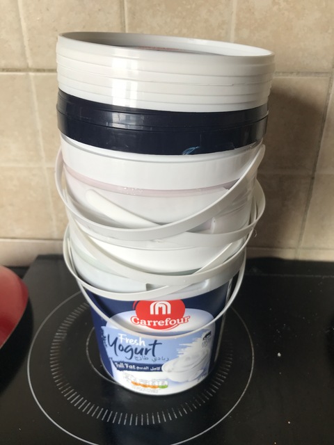 Empty yogurt cans
