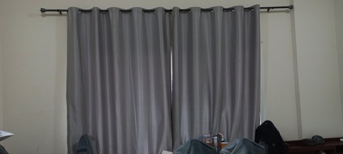 Siver Greyish Curtains with strong Railing