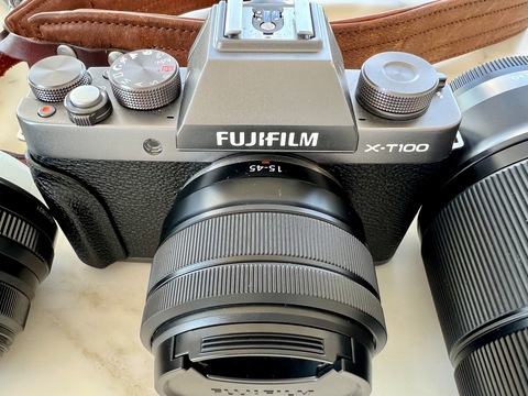 Fujifilm X-T100 Camera  3x Lenses. 50-230 + 35 + 15-45 with strap.
