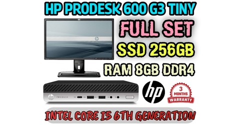 (FULL SET) HP PRODESK 600 G3 TINY RAM 8GB DDR4 CPU INTEL CORE I5 6TH GENERATION SSD 256GB