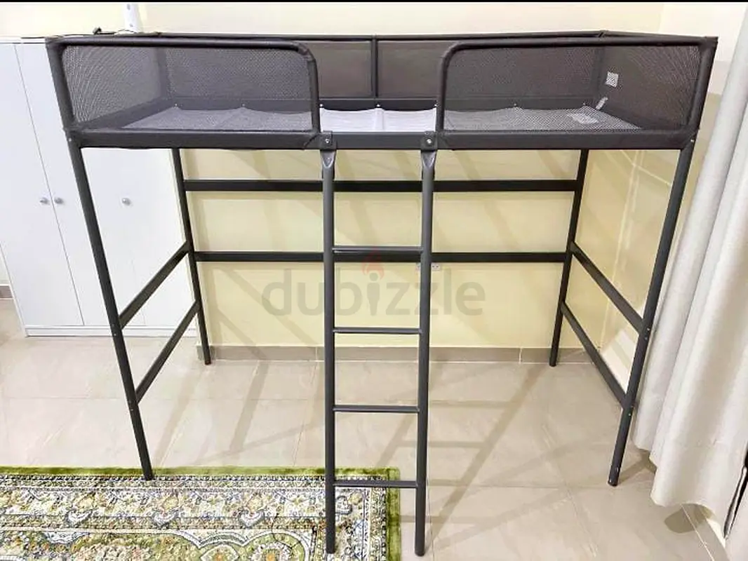 TUFFING Loft bed frame, dark grey, 90x200 cm