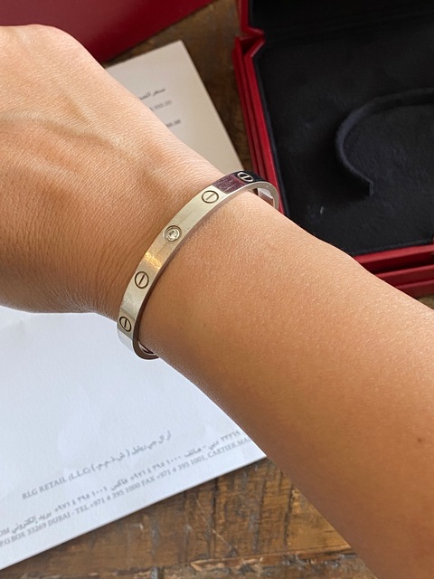 Cartier bracelet white gold with diamond size 17