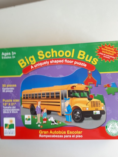 Big School Bus Floor Puzzle, with Activity Work Sheets,  Brand New