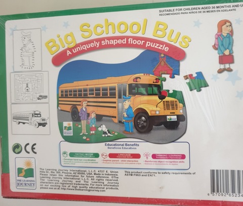 Big School Bus Floor Puzzle, with Activity Work Sheets,  Brand New