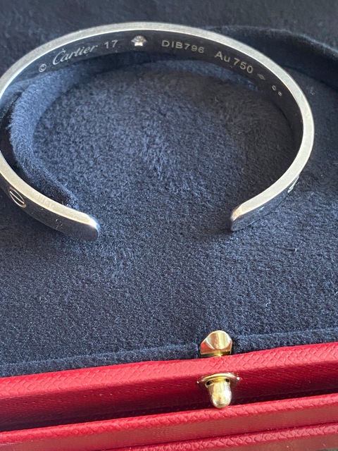 Cartier bracelet white gold with diamond size 17