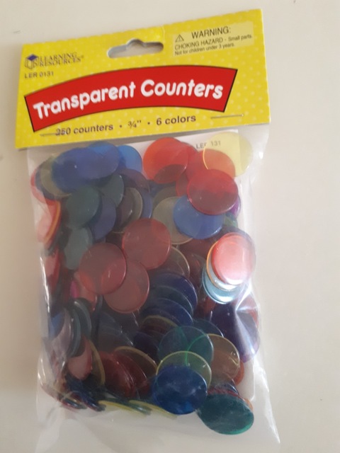 Set of 250 Transparent Counters, 6 Colors