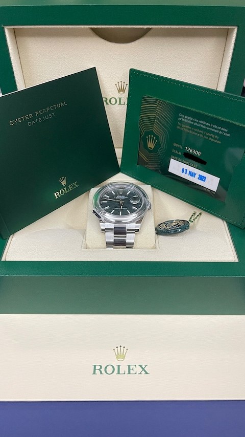 Rolex Datejust 41, Brand new, Green Motif dial, Steel