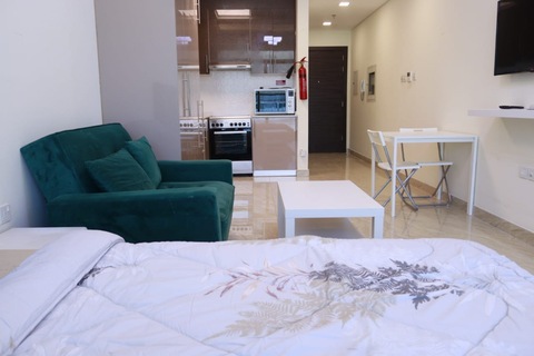 4500 AED PER MONTH WITH BILLS || COVERED PARKING FULLY FURNISHED STUDIO WITH BALCONY