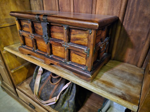 Hard solid real wood antique chest box storage treasure