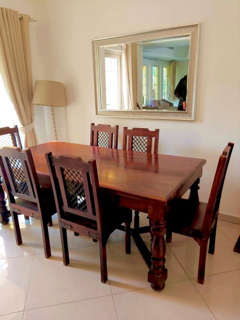 Solid Wood Dining Table With 6 Chairs