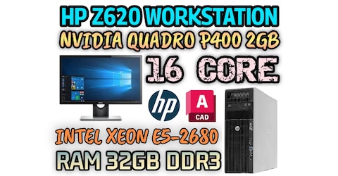 FULL SET HP Z620 WORKSTATION 16 CORE E5-2680 INTEL XEON RAM 32GB DDR3 SSD 256GB (SCREEN 22INCH)