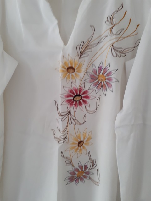 White Silk Kaftan / Gown, New, Never Used