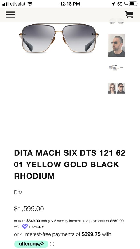 DITA MACH SIX DTS 121 62 01 GOLD BLACK RHODIUM SUNGLASSES