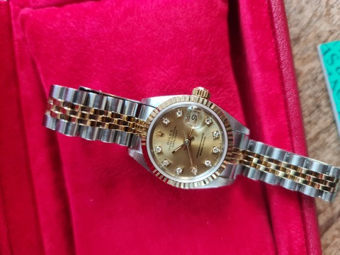 Rolex ladies Woman diamond gold watch