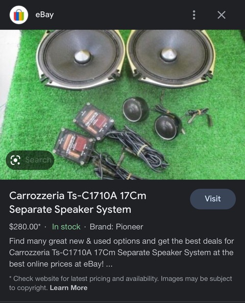 PIONEER CARROZZERIA TS-C1710A HI-End COMPONENT SPEAKER FOR SALE!!!! Perfect Working Condition