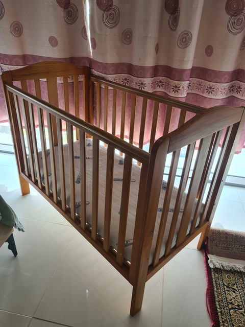 Baby cot with mattress from mothercare