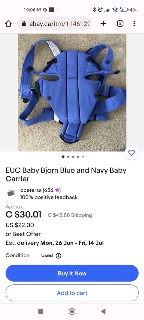 Bjorn brand baby carrier