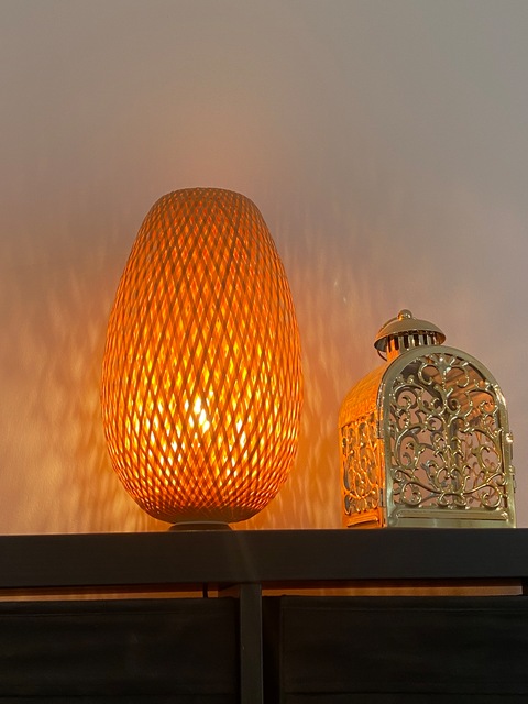 Braided bamboo lamps x2