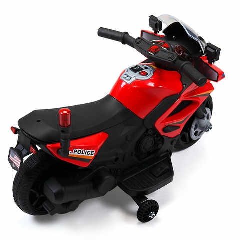 6V Kids Ride On Police Motorcycle Car Battery Powered w/4 Wheel Electric Toy