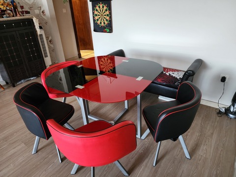 Dining table for 4 with chairs and couch with storage