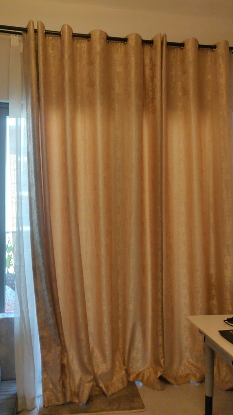 Golden blast curtains with white lining 2set of curtains for