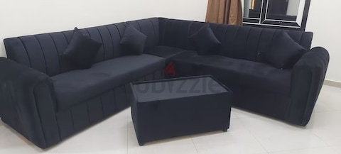 full black color l shape corner sofa set i have