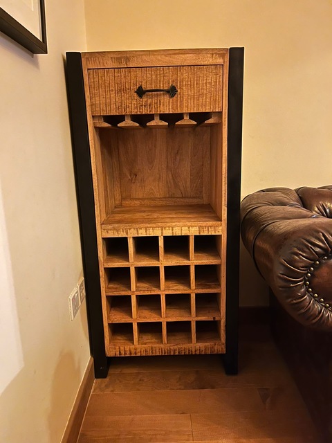 Gorgeous wine rack made from 100% mango wood and steel